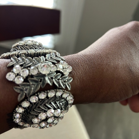 Silver and rhinestone bracelet adjustable - Picture 3 of 3